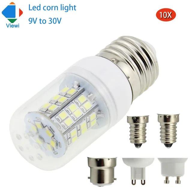 Viewi 10X ampoule led 12v 24v bulb corn 4w E27 B22 GU10 E12 E14 G9 bulbs light 2835 48 leds 12