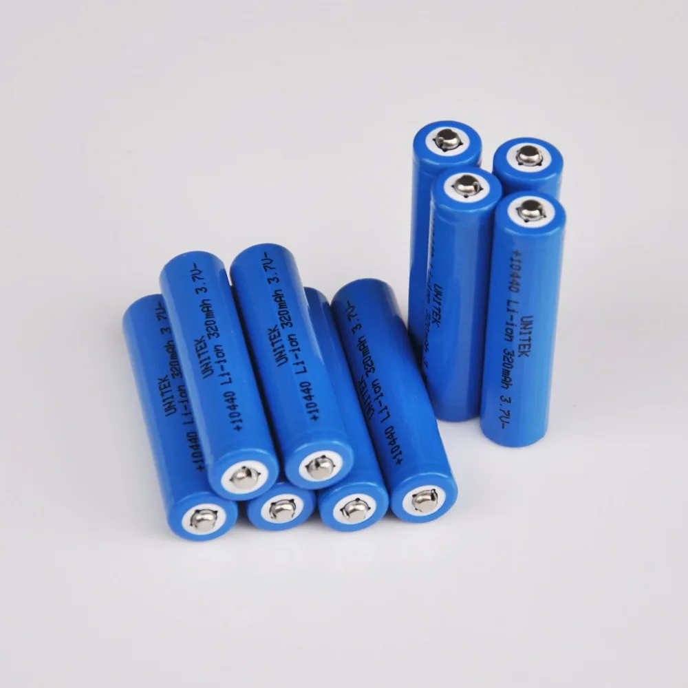 

10PCS 3.7V 10440 Rechargeable lithium ion battery ICR10440 320mah AAA size li-ion cell baterias for LED flashlight torch toys