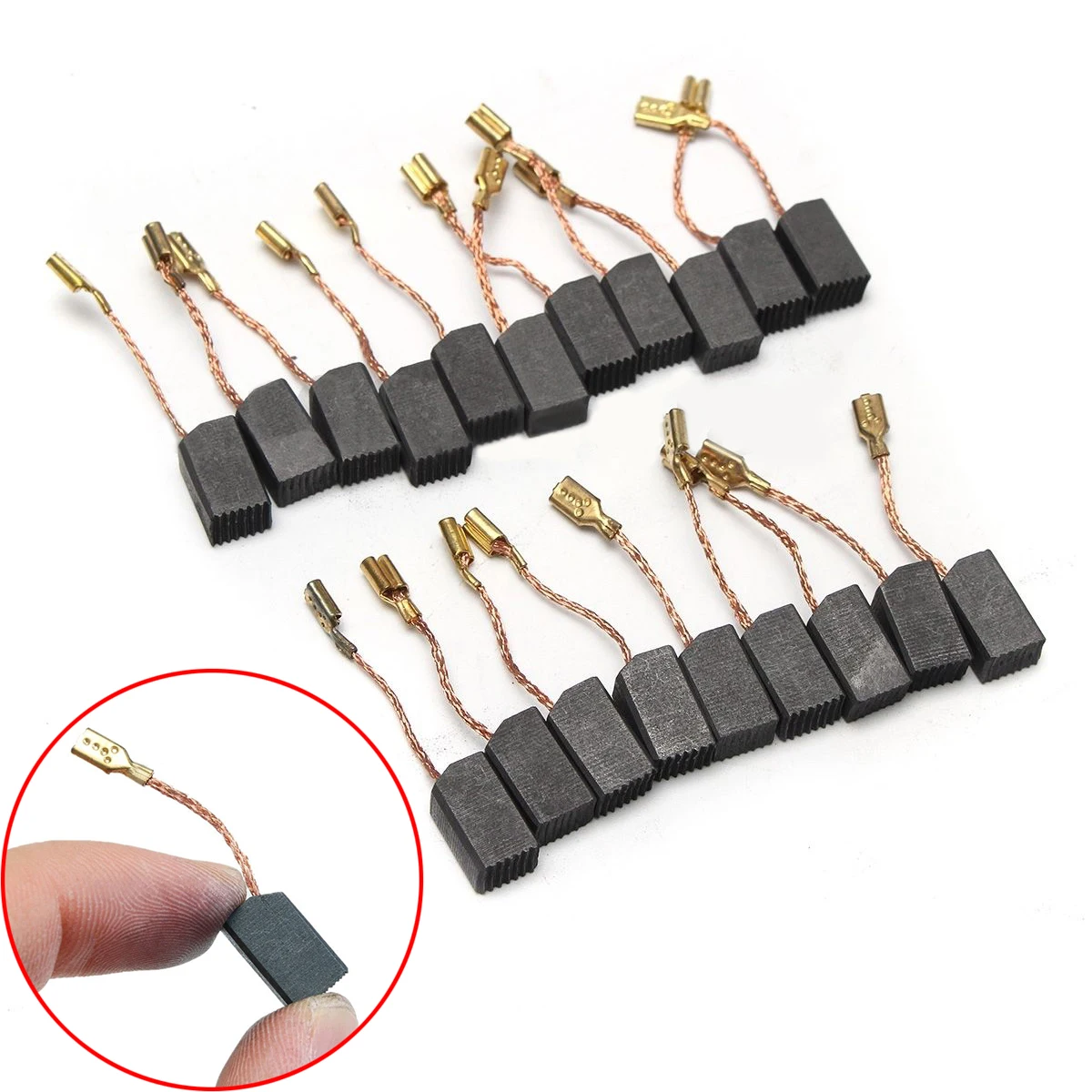 20pcs Mayitr Graphite Copper Motor Carbon Brushes Set Tight Copper Wire for Electric Hammer/Drill Angle Grinder 6mm*8mm*14mm