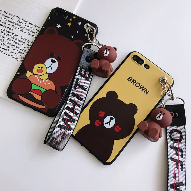 

Cartoon Brown Bear Pattern Silicone Soft Cute Case For iphone x Case For iphone 8 6S 7 Plus phone Case Back Cover