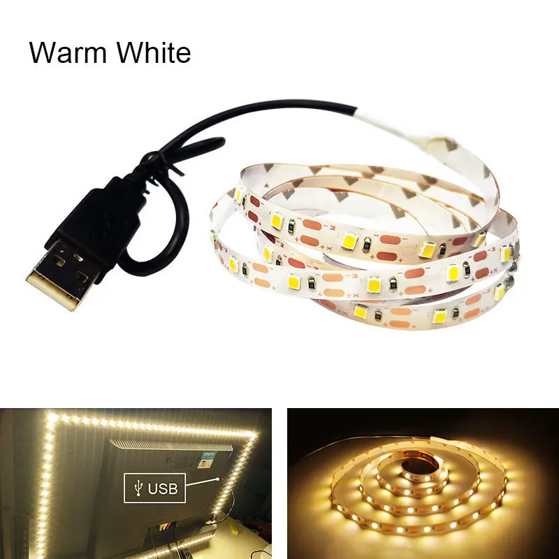 5V USB светодиодные ленты SMD 3528 светильник адаптер гирлянды стол Декор лампы лента