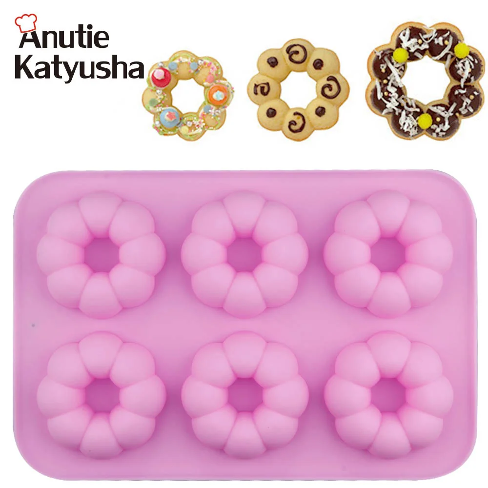 6 Holes Round Wreath Garland Shaped Silicone Mold Mousse