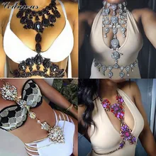 Vedawas Venta Caliente Cuerpo Cadena Multicolor Collar Gargantilla Mujeres Collar Largo Joyería de Moda Maxi Collier Collar Llamativo XG2183
