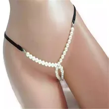 Женские пикантные трусики с жемчужной цепочкой, стринги, сексуальное бикини, нижнее белье с жемчужной цепочкой, флирт пары, сексуальные стринги, трусики с цепочкой, украшения для тела