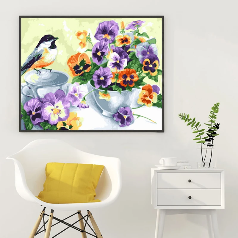 

Home decoration flower porcelain wine painting DIY painting digital art painting digital family hotel decorative painting