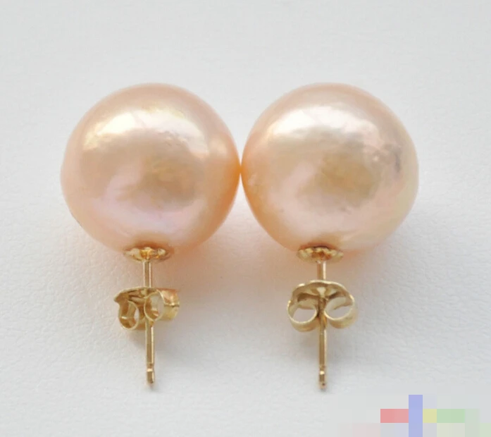 FREE SHIPPING>>> free shipping 12752 PINK ALMOST ROUND Edison PEARL STUD EARRING