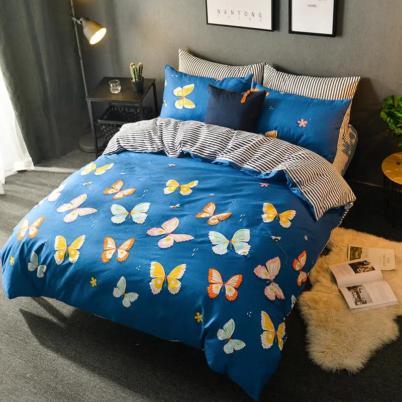 

Free shipping hot sell Butterfly Print 4pcs bedding set bed sheet home textile bedding bed linen queen king full twin bedclothes