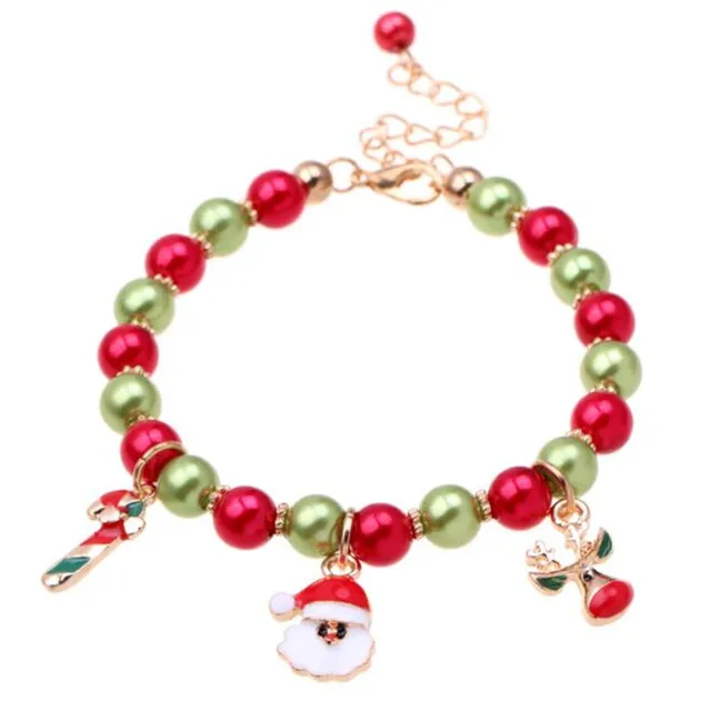 Onnea New Colorful Bracelet Kids Christmas Party Santa Onnea New Colorful Bracelet Kids Christmas Party Charm Bead Stretch Red Green Bracelets
