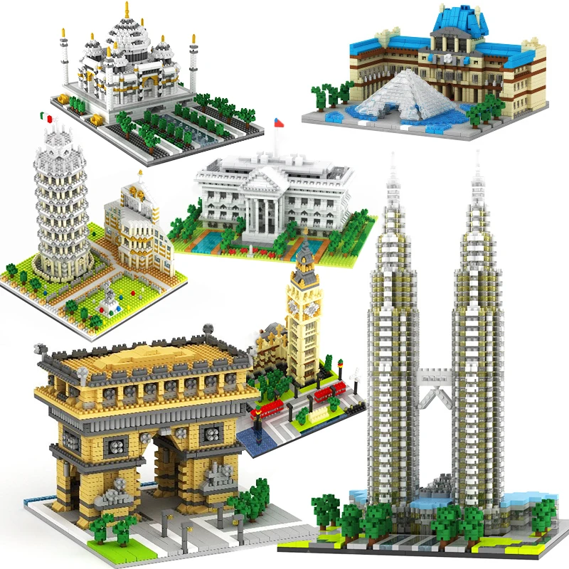 

Diamond No Compatible Legoingly Architecture Taj Mahal Big Ben Eiffel Tower Pair Louvre White House America Building Block toy