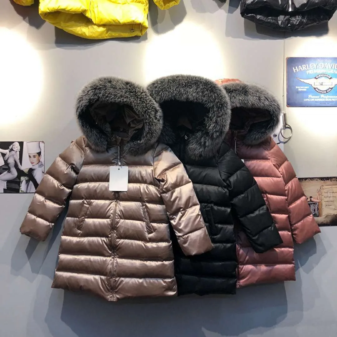 

Winter Jacket Kids Down Snowsuit For Girls Toddler Girl Natural Fur Jackets Children Outerwear Parka Coat Baby Girl Clothes
