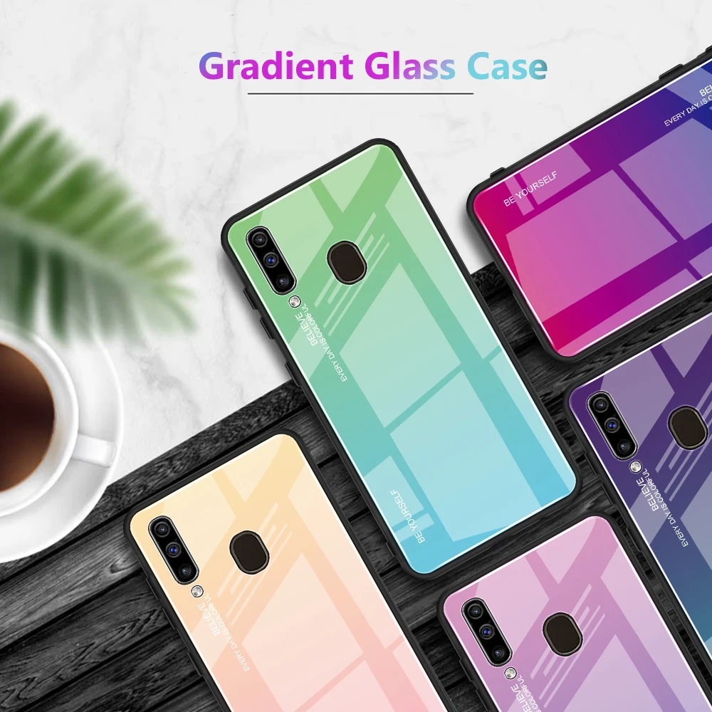 Градиентный чехол из закаленного стекла для Samsung Galaxy A5 A7 A750 2017 2018 A6 A8 Plus