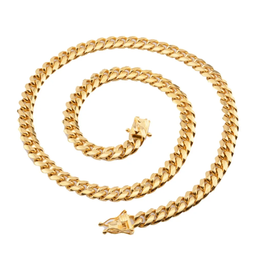 8 мм очаровательное мужское женское кубинское ожерелье или браслет из нержавеющей стали золотое литье цепочка Ювелирные изделия Customizd 7-40"