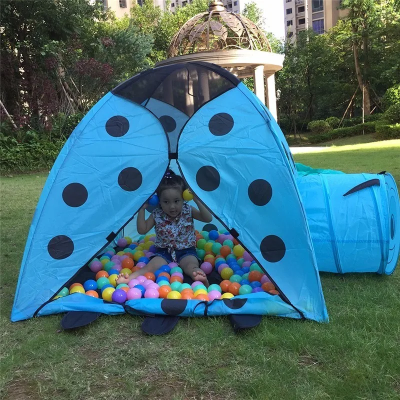 3118 15 De Réduction2 En 1 Enfants Jouent Intérieurextérieur Tunnel Tente Coccinelle Dessin Animé Plage Soleil Pop Up Tente Aire De Jeux Beetle