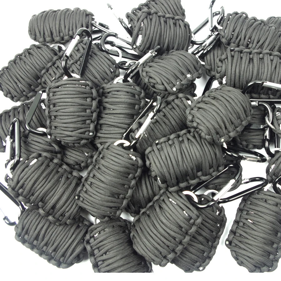 EDC GEAR Carabiner Grenade 550 Paracord Survival Kit Fishing Kit with Fire Starter and Sharp Eye Knife