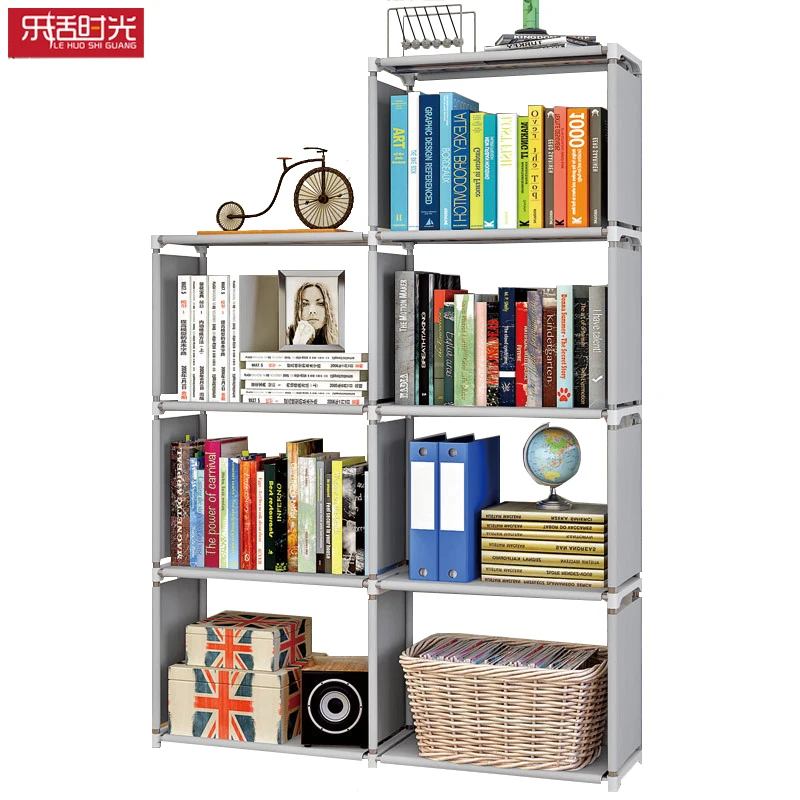 

7 Grids Folding Simple Standing Assembled Book Shelf Living Room Multi-function Non-woven Modern Bookshelf Decoration for Home