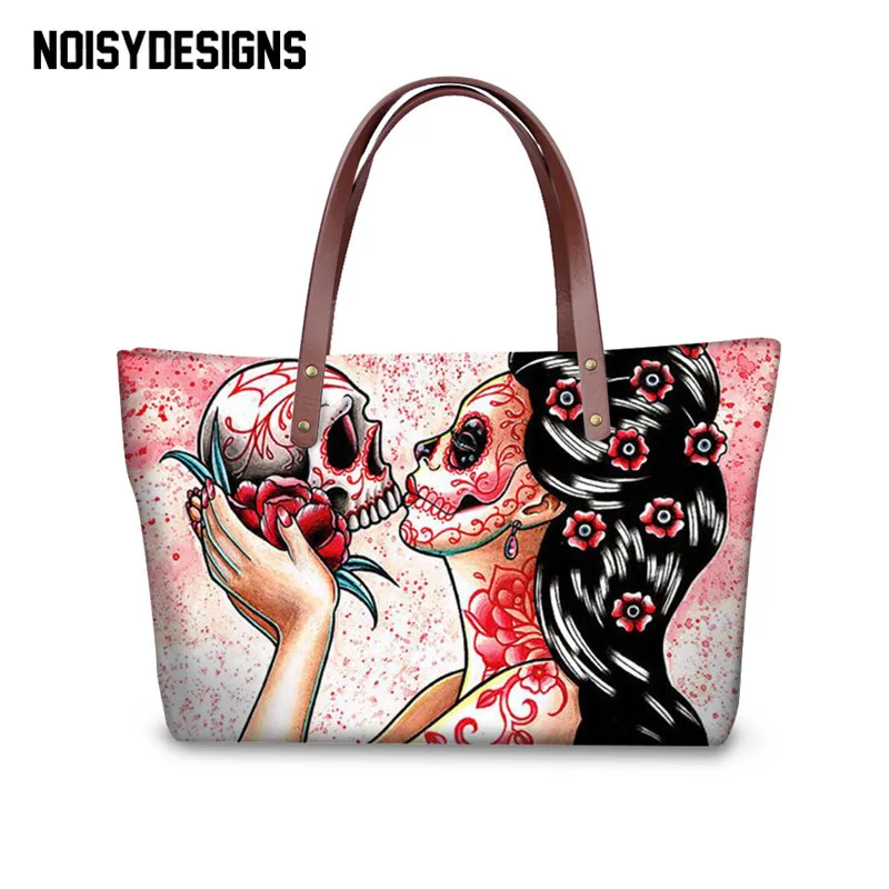 

Fashion Female Shoulder Bag Ladies Crossbody Bags Rose Skulls Printed Tote Women Handbags Totes Accept Custom made Logo For free