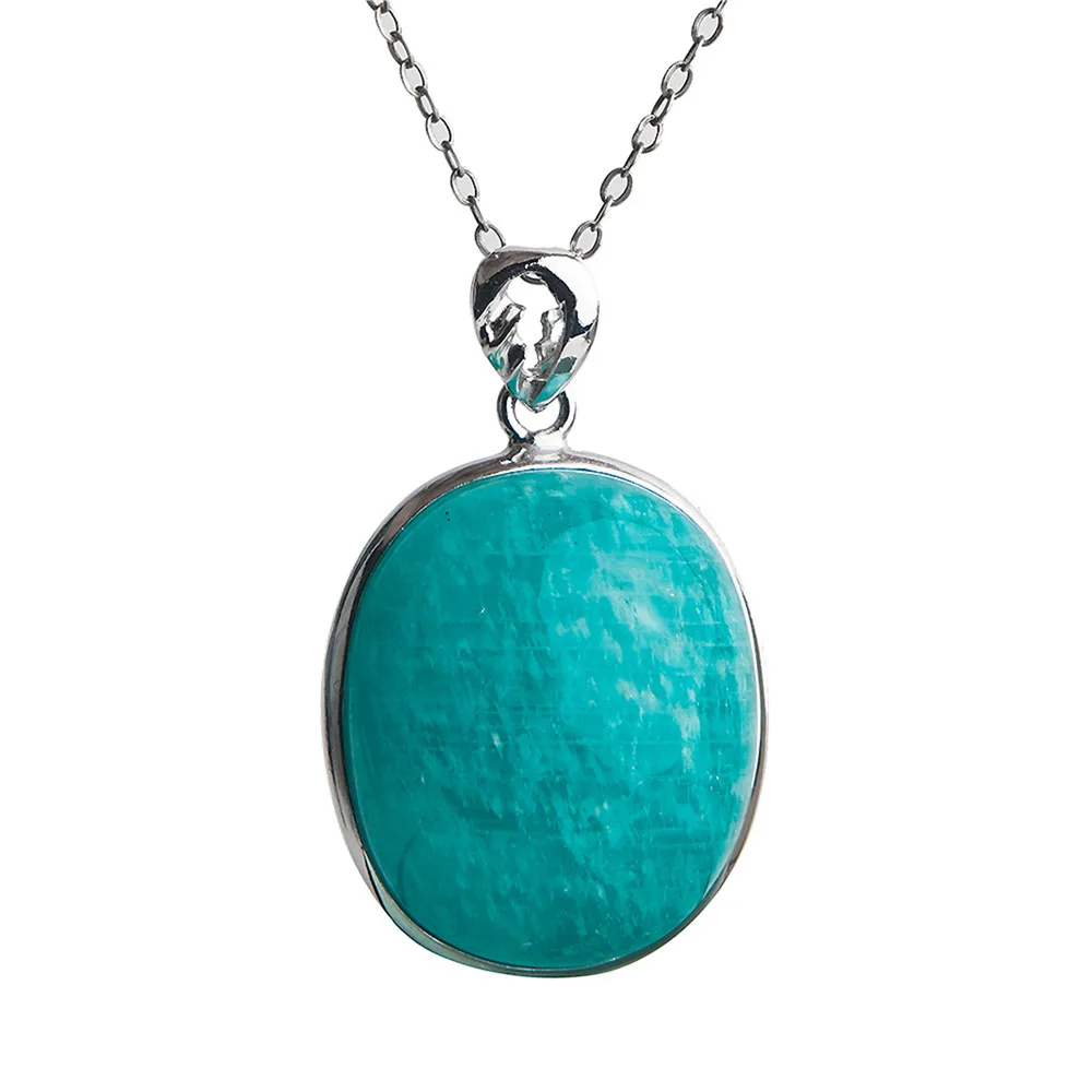 

Genuine Jewelry Pendant Natural Amazonite Crystal Gems Beads Stone Pendants Female Women Necklace