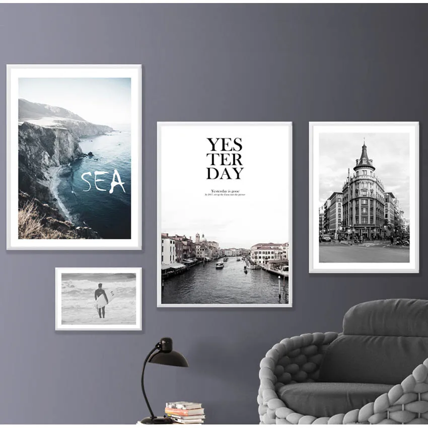 

Landscape Canvas Painting Seascape Retro Posters Prints Wall Hanging Pictures Home Decorative Painting Art Living Room Unframed