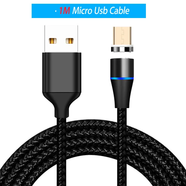 Магнитный зарядный кабель 3а mi cro Usb type c, быстрая зарядка, Usbc Magnetico Cavo для samsung Galaxy S9 8 A9 A50 A70 Xiaomi mi a2 - Цвет: 1M Micro USB Cable