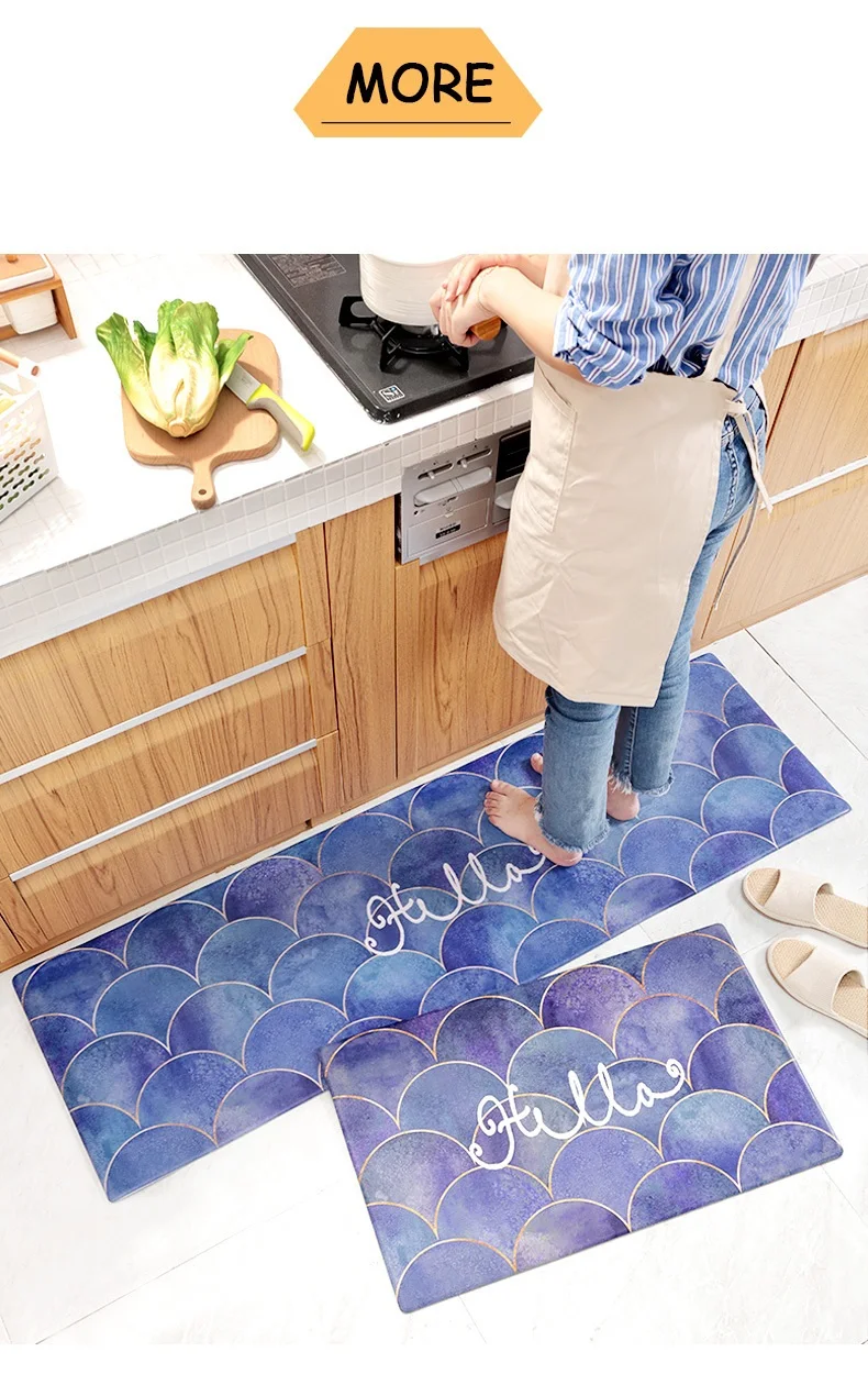 European Pu Leather Kitchen Rug Anti-Fatigue Mat - Non-Slip - Wear-Resistant Kitchen Floor Mat - Oil-Proof - Waterproof Kitchen Carpet