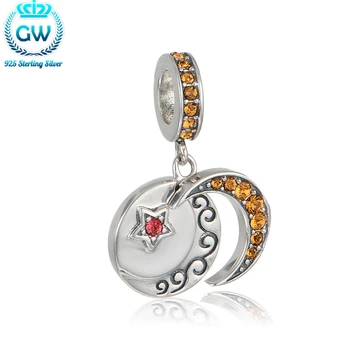 

Sterling-Silver-Jewelry Moon Star Charm Pendant Charm Bracelets Bangles Charms 2016 New S391