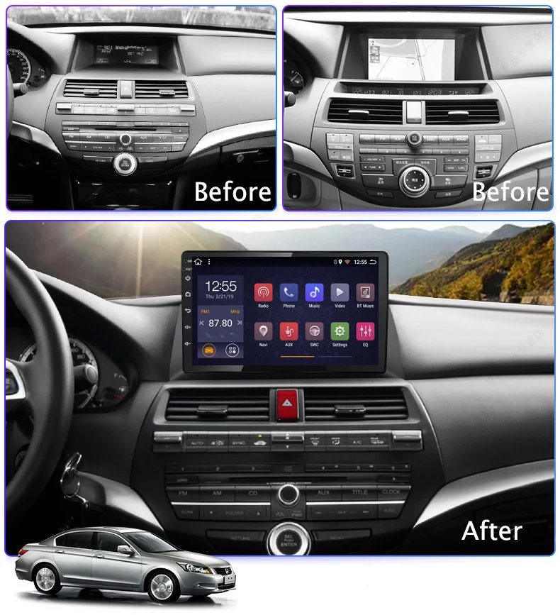 Flash Deal 2G RAM 32G ROM 10.1inch Android 8.1 Car GPS Navigation For Honda accord 2008-2013 With Stereo Audio Radio Video 3