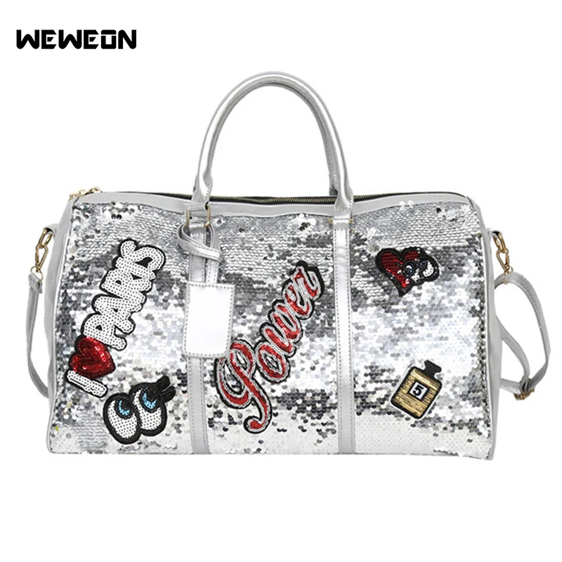 Buy Women's Sliver Sequins Sport Gym Bag Soft PU