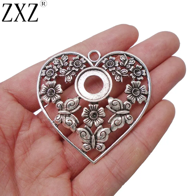 ZXZ 5pcs Large Open Filigree Butterfly Flower Heart Shape
