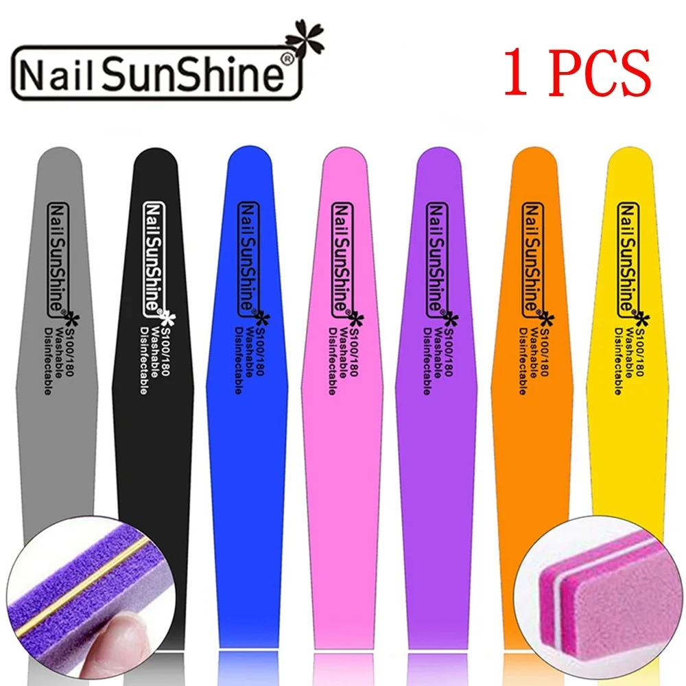 

1pcs Double Side Nail files buffer 80/100 Trimmer Buffer lime a ongle Nail Art Tools Washable Buffing Sanding File Sponge File