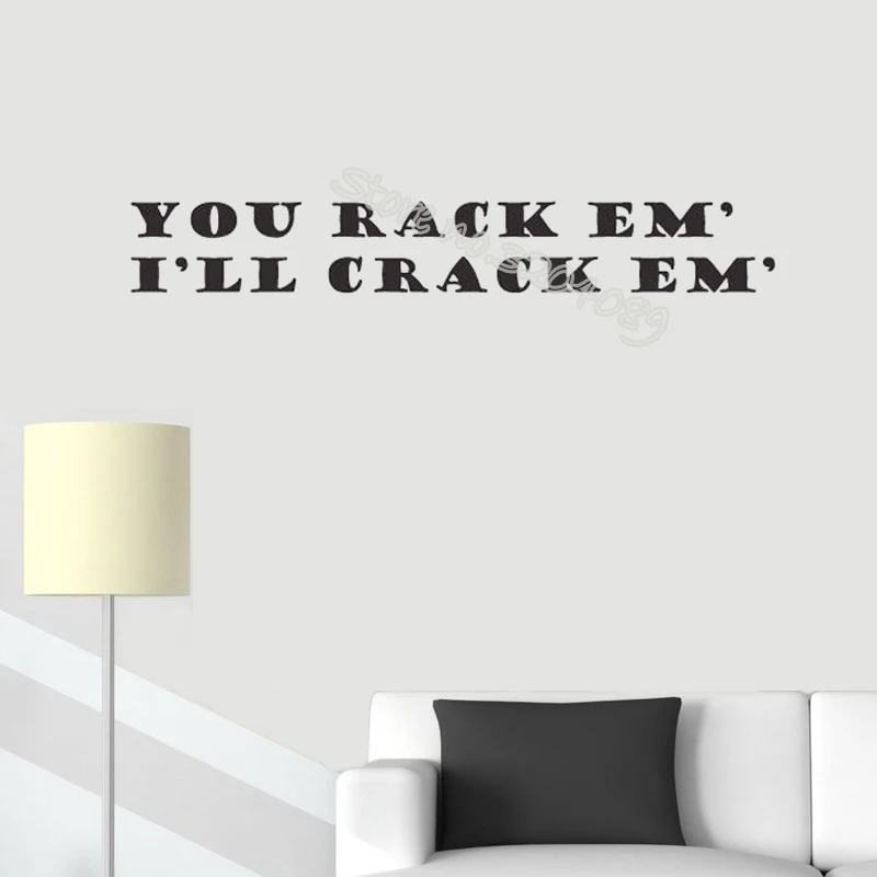You rack em' I'll crack Quotes Wall Sticker Vinyl waterproof decal Table Ball Sports Decal Snooker billiard Mural EB356 | Дом и сад