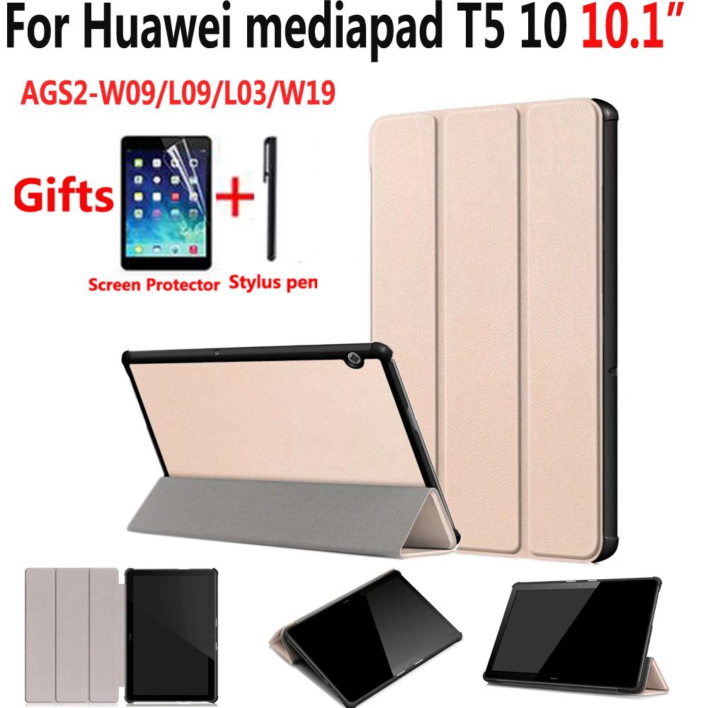 

High Quality Pu Leather Case For Huawei Mediapad T5 10 10.1 AGS2-W09/L09/L03/W19 Cover Fold Stand Case for Huawei Mediapad T5 10