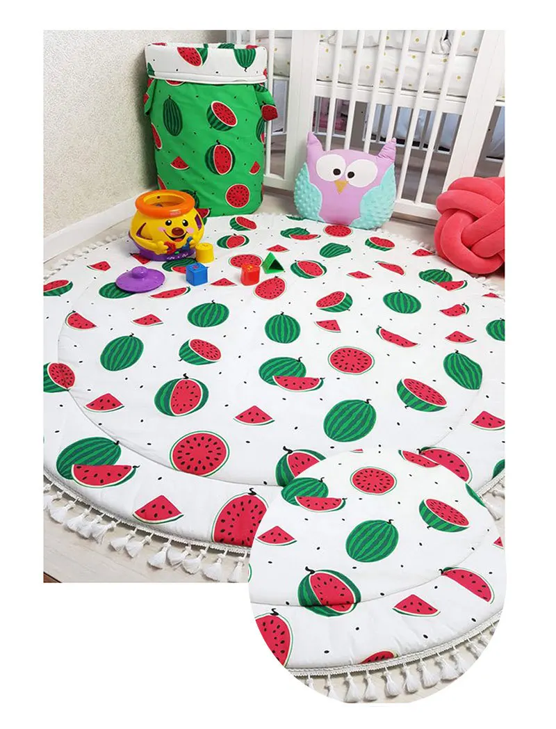 90 см детский двусторонний Коврик для ползания, Экологичный коврик, арбузное одеяло, Небьющийся коврик, детский игровой коврик