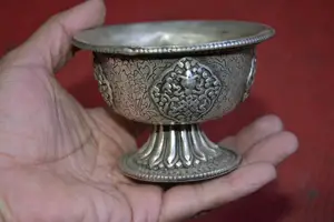 Rare Old Old Tibet carved silver cup,free shipping