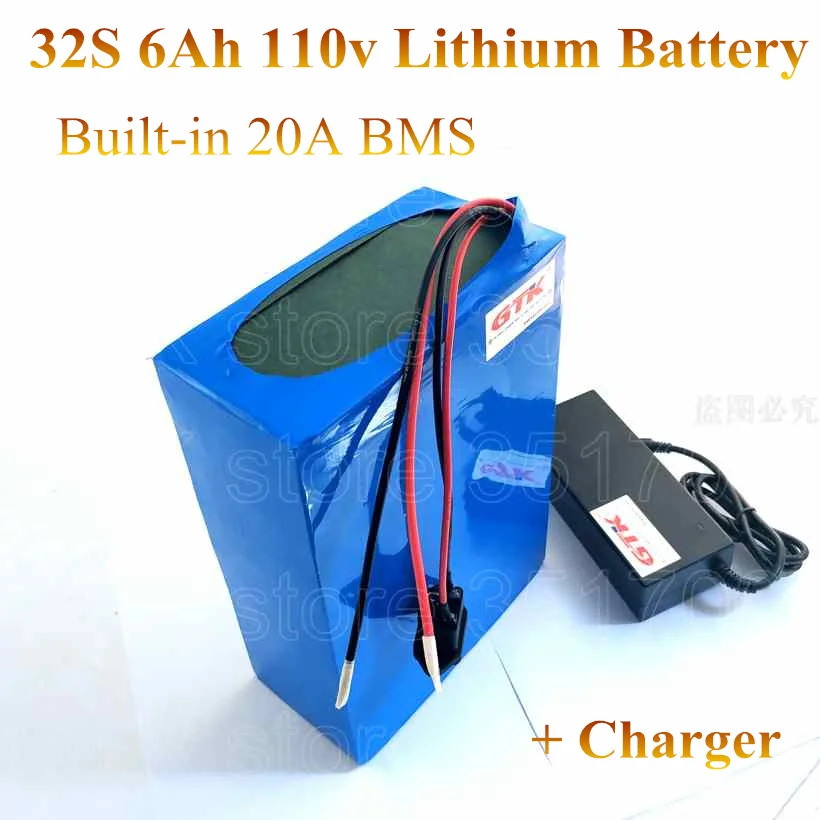 

Lithium 110V 6Ah 108v High voltage battery pack 100v 120v DC li-ion battery 32S 20A BMS customize 6000mah Wh + 134.4v 2A charger