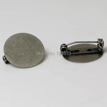 

Antique Silver Plated Blank Brooch Bases Flat Circle Glue Pad Cabohcon Brooches Pins Back Settings DIY Stuffs Findings Wholesale