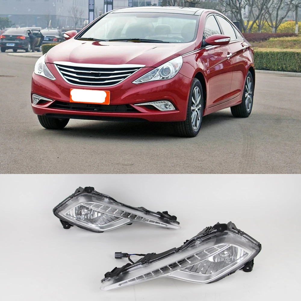 

CSCSNL1 set Car LED For Hyundai Sonata 8 2013 2014 Driving DRL Daytime Running Lights Daylight 12V ABS Fog Lamp Cover