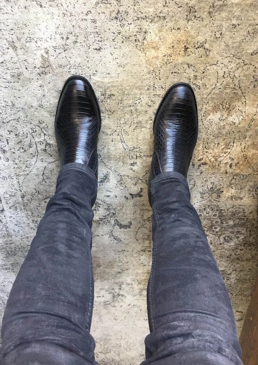 FR. LANCELOT/; модные ботинки с высоким берцем; мужские кожаные ботинки с острым носком и принтом под змеиную кожу; повседневные мужские Ботинки Челси в британском стиле