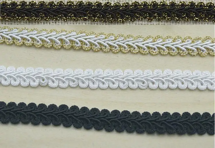 

3Yards/lot 12mm Loop Elastic Fabric Button Braid Cord Lace Edge Trim Ribbon Embroidered Applique Sewing Craft Wedding Dress