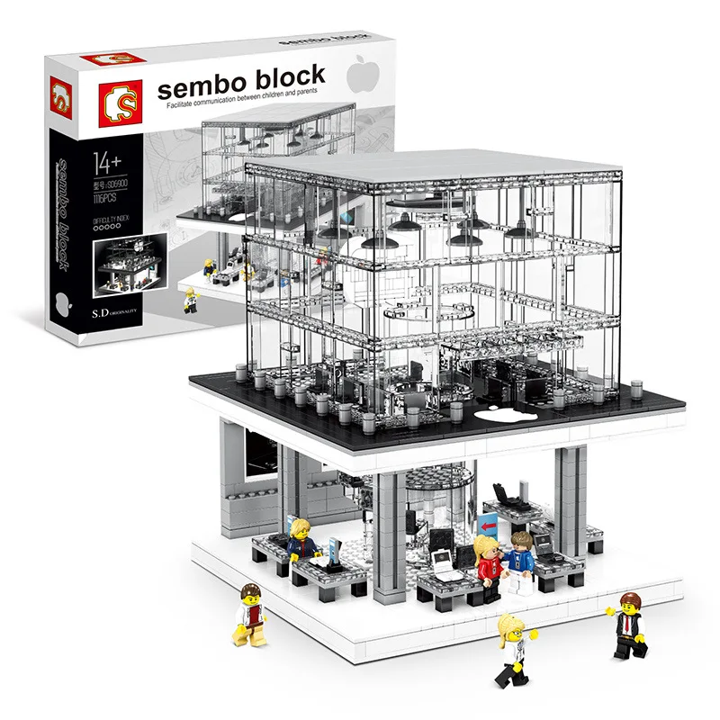 

Diy Creator Cty Street View Apple Store with LED Light Building Block Bricks Model Toys for kids Gifts