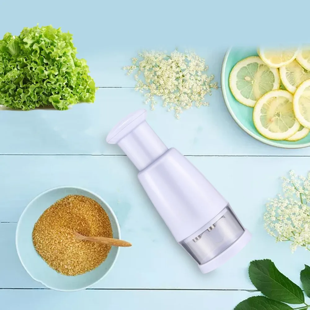

Hand Press Type Semi Automatic Small Kitchen Supplies Multifunctional Chopping Machine Cutting Garlic Presser Slicer