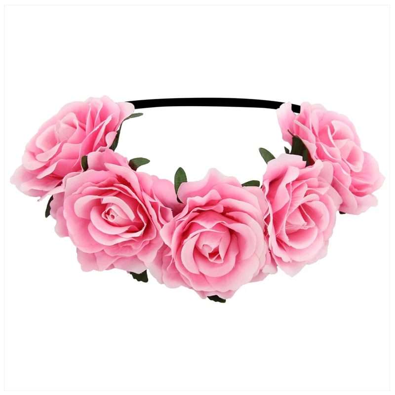 

Girls Elastic Headbands Rose Flower Hairband Fashion Party Headdress Cute Headwear Hair Accessories For Girls Drop Shipping