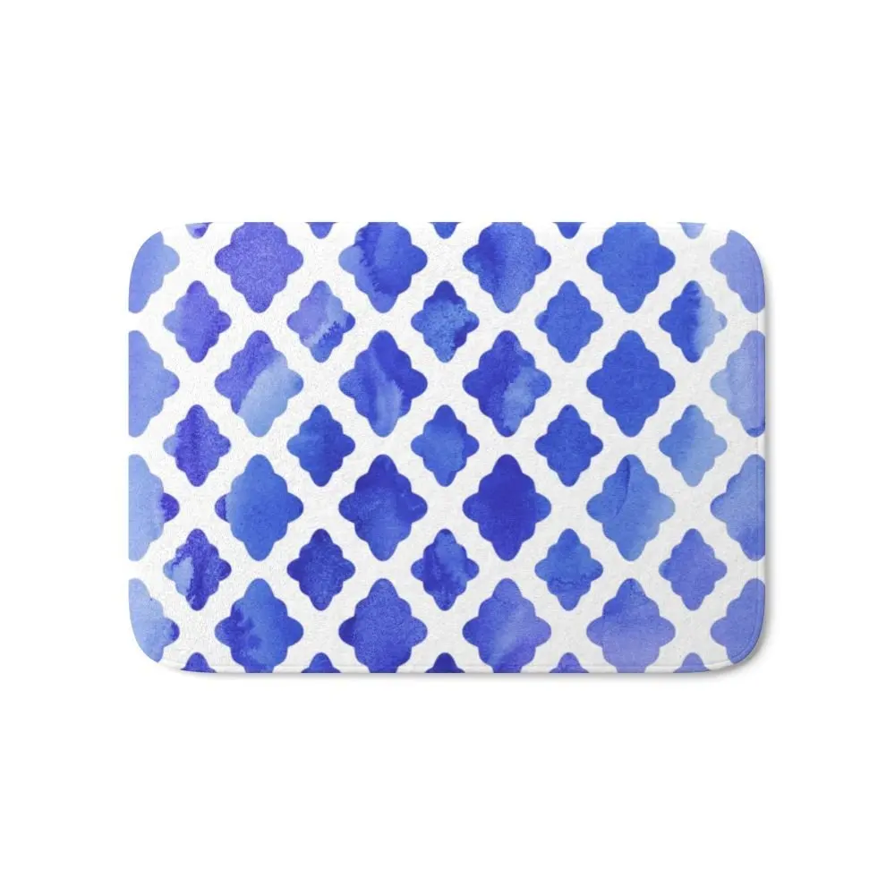 Watercolor Diamonds In Cobalt Blue Bath Mat 17" x 24"in Mat from Home