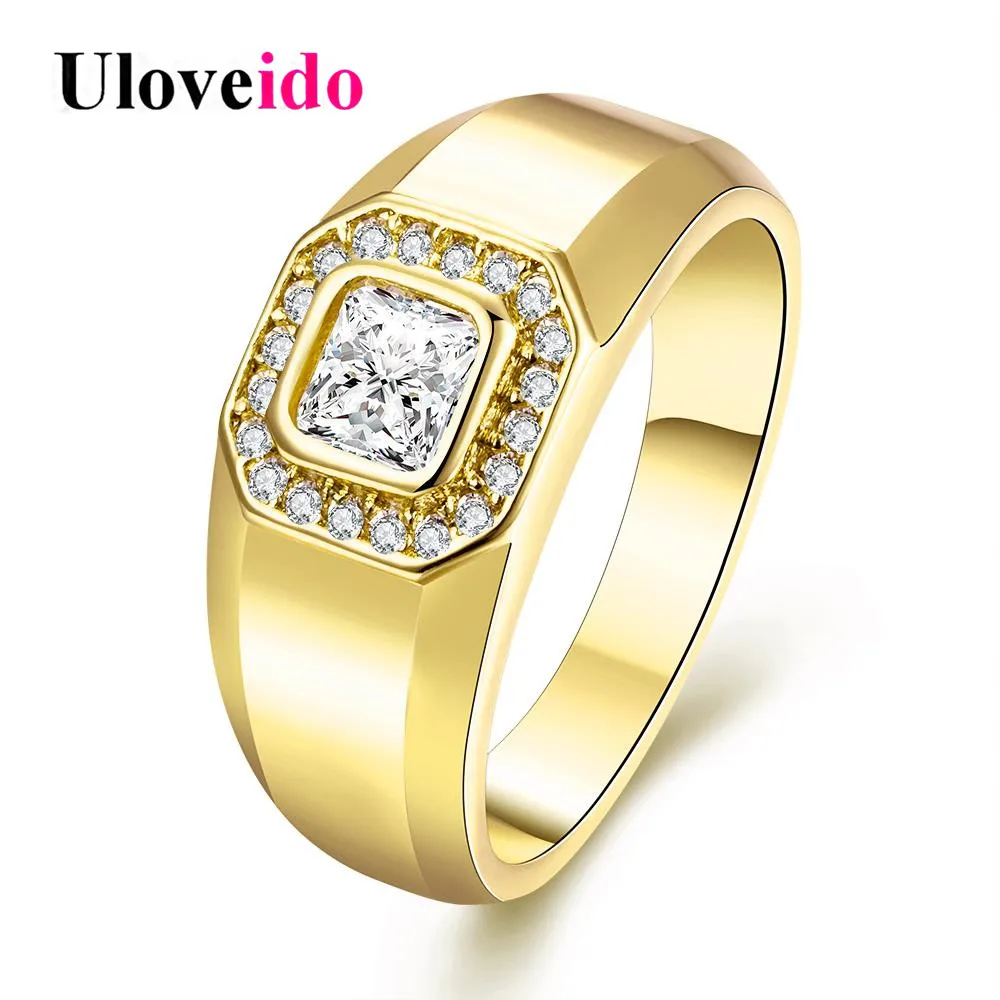 Uloveido Wedding Rings for Women Ring Female Gold Color Square Stone Engagement Ring Jewellery Women's Accessories Gifts KR204