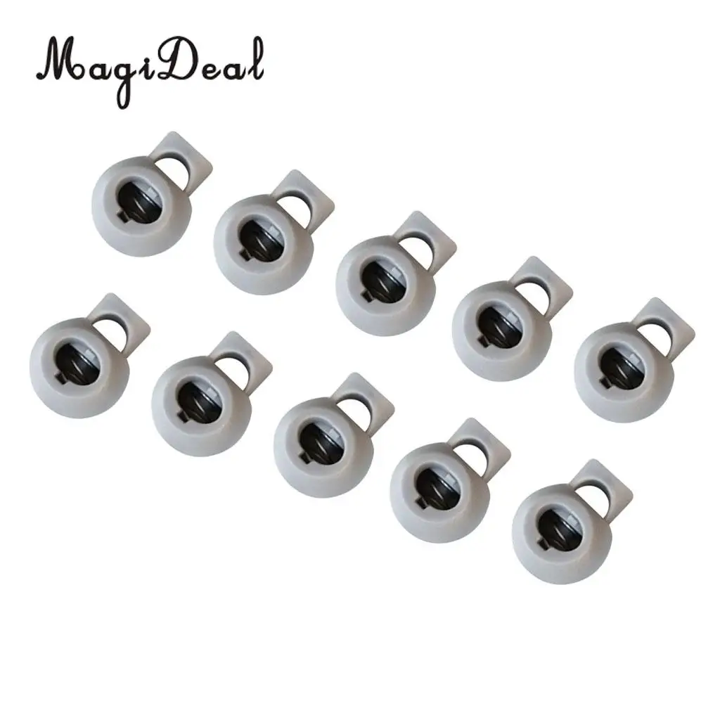 MagiDeal 10 Pieces Plastic Shock Cord Rope Toggle End Lock Stoppers Ball Buckles for Climbing Caving Replacement Accessories