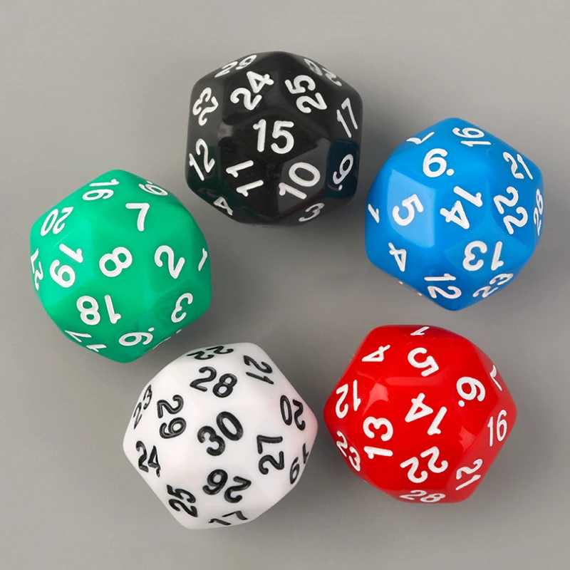 

30 Sided Dice Plastic Cubes 25MM Dice Game Party Props Random Color