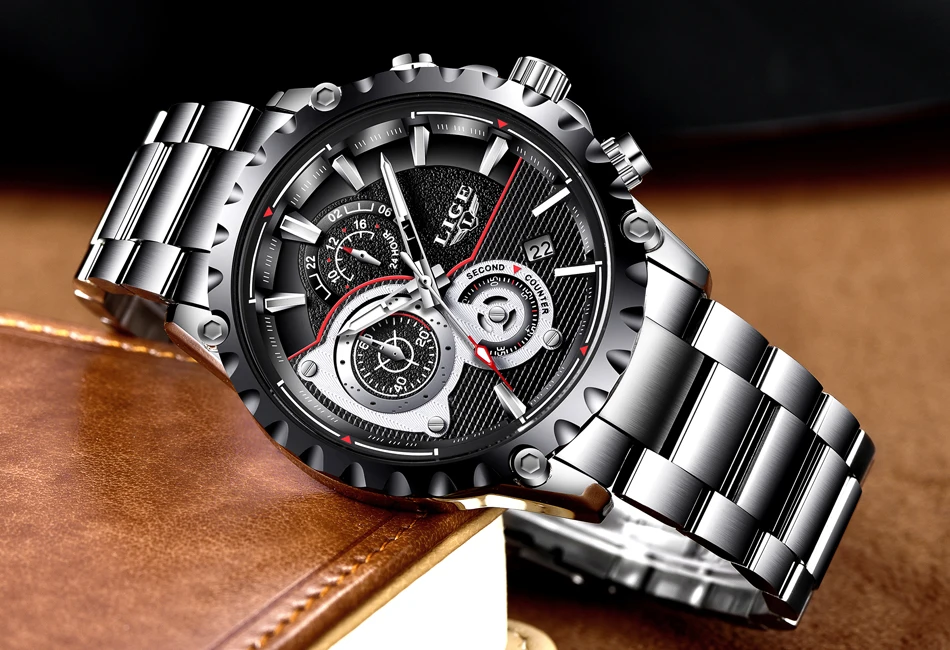 Мужские часы Лидирующий бренд LIGE Роскошные Кварцевые часы мужские спортивные часы с хронографом из нержавеющей стали водонепроницаемые мужские часы relogio masculino