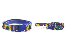 New style cute animal pattern pet dog collar leash nylon material two S L size Strong collar leash for pet collar lead