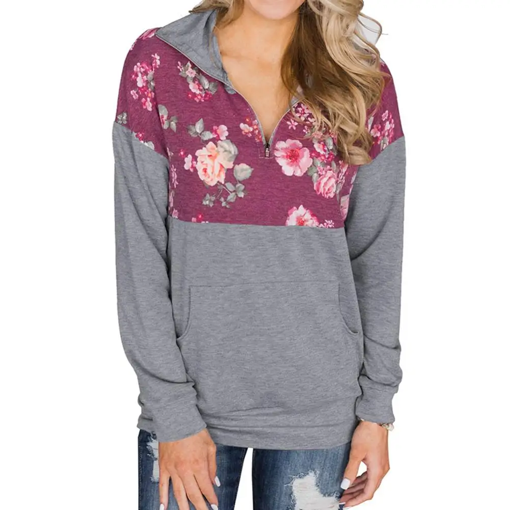 Floral Print Hoodies Women Pullovers 2018 Spring Fall