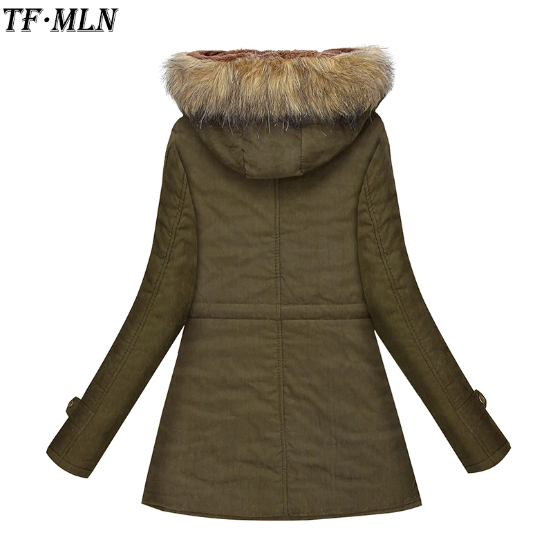 wonderful  TFMLN 2019 Women Spring Warm Jacket Coat Female Autumn Hooded Cotton Fur Basic Jacket Outerwear Sli