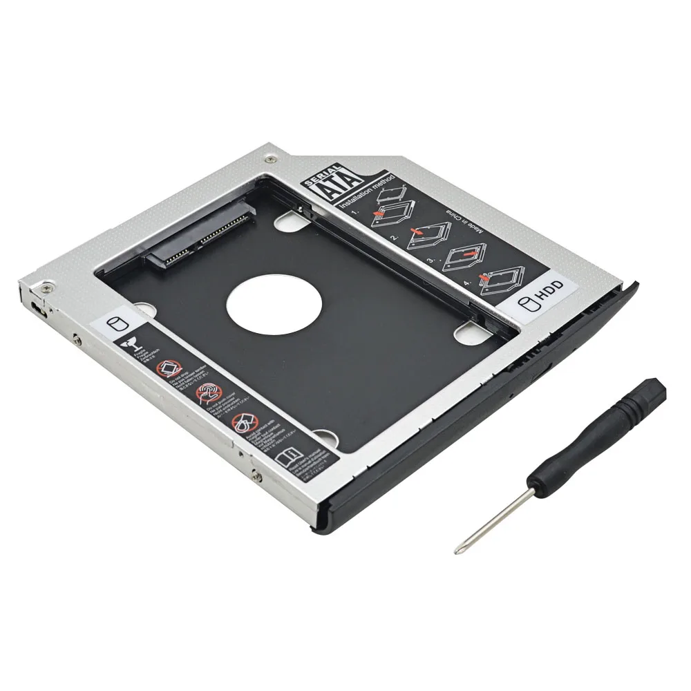 Aluminum 2nd HDD Caddy 9.5mm SATA 3.0 Dual LED SSD Case HDD Enclosure